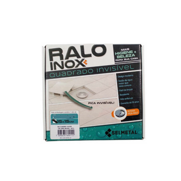 Ralo Quadrata Base PVC com Tampa Oculta 15X15CMS - Selmetal - Image 2