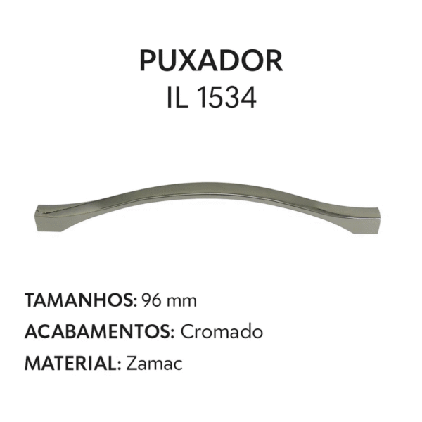 Puxador Para Móveis Italy Line IL 1534-096 Aço Cromado - Imagem 2