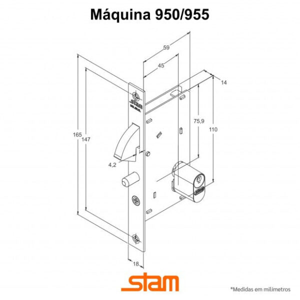 Fechadura 950 Roseta Inox G - STAM - Imagem 2