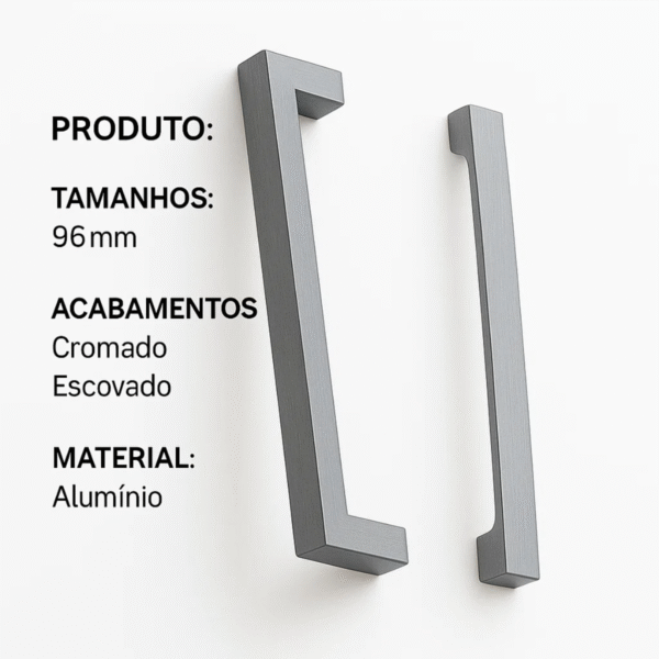 Puxador Italy Line IL080 Alumínio 96mm Cromado Porta Gaveta - Imagem 2