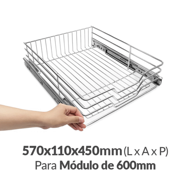 Gaveta Fruteira 600 mm Jomer com Trilhos – 570×110×450 mm - Imagem 4