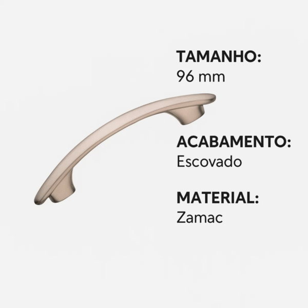 Puxador para Móveis Italy Line IL 518 96mm Aço Escovado - Imagem 2