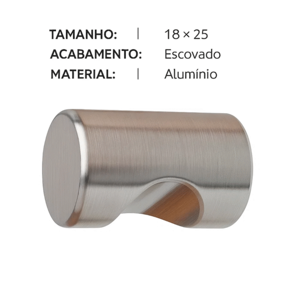 Puxador Botão Italy Line IL 602 Alumínio Escovado 18x25mm - Imagem 5